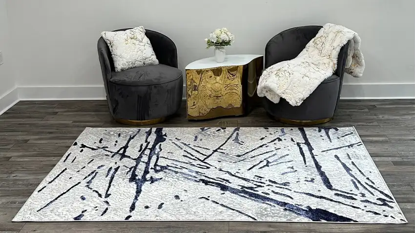 Gray Abstract Area Rug Photo 5