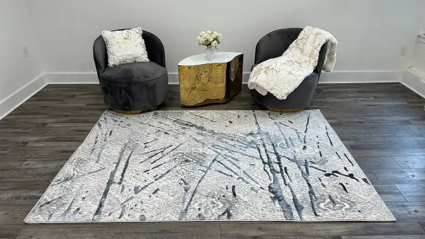 Gray Abstract Area Rug Photo 8