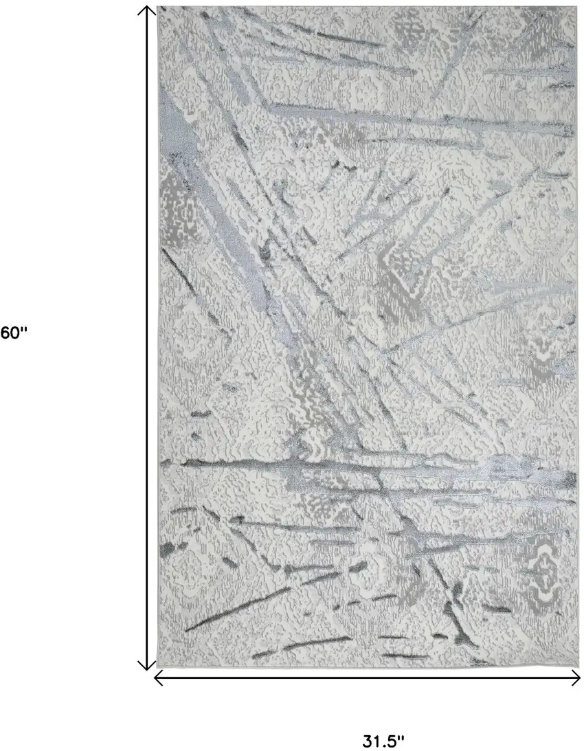 Gray and Silver Abstract Area Rug Photo 3