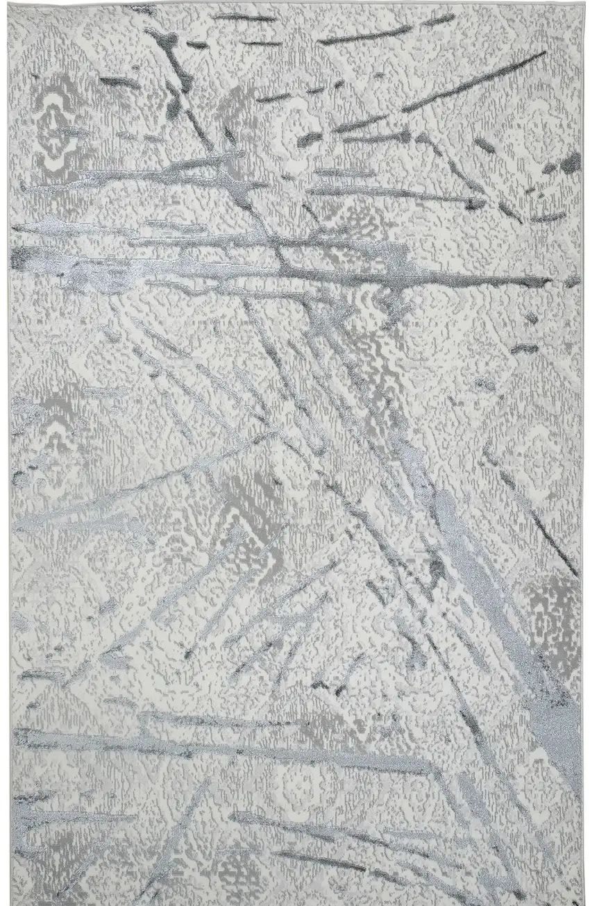 Gray and Silver Abstract Area Rug Photo 2