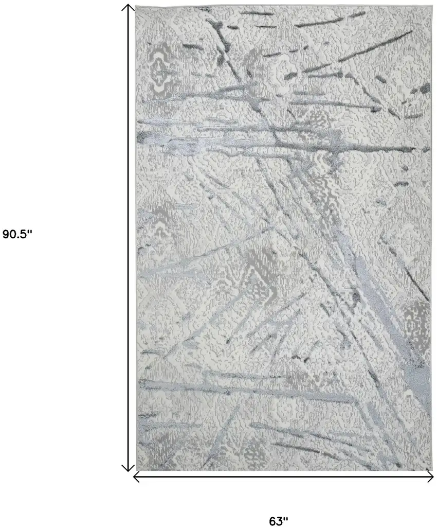 Gray and Silver Abstract Area Rug Photo 3