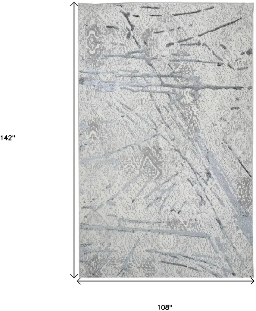 Gray and Silver Abstract Area Rug Photo 3