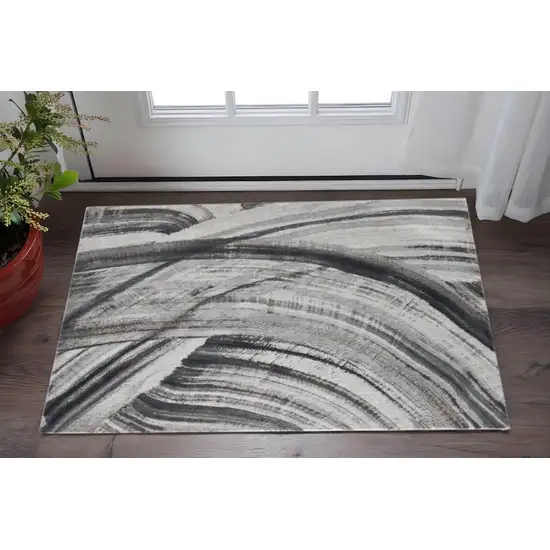 Gray and Ivory Abstract Area Rug Photo 1