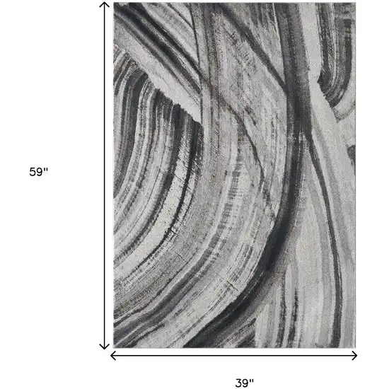 Gray and Ivory Abstract Area Rug Photo 3