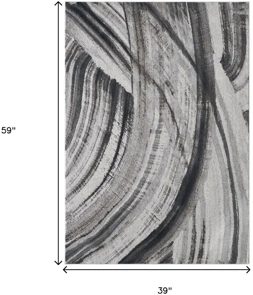 Gray and Ivory Abstract Area Rug Photo 3