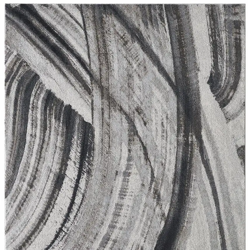 Gray and Ivory Abstract Area Rug Photo 5