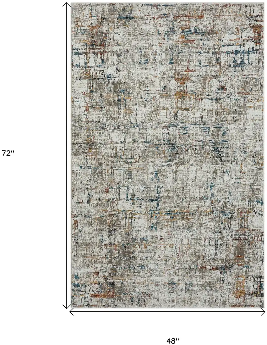 Gray Abstract Distressed Area Rug Photo 9