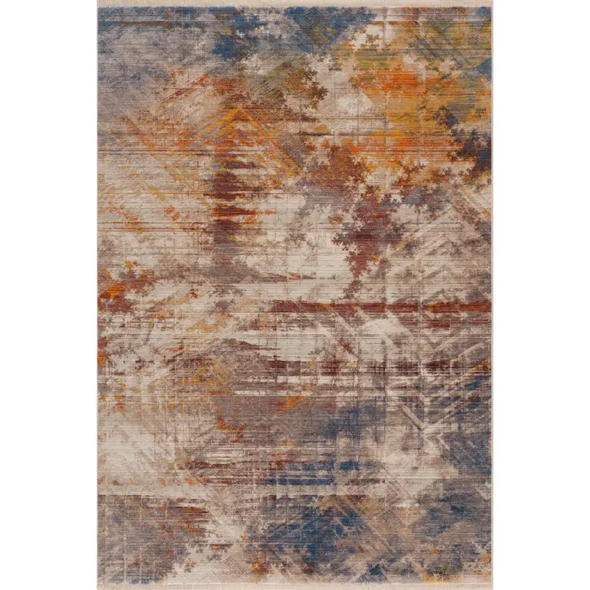 Gray Abstract Distressed Area Rug Photo 1