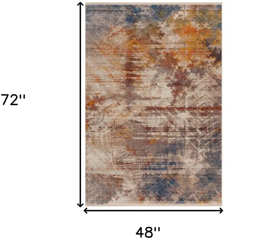 Gray Abstract Distressed Area Rug Photo 8