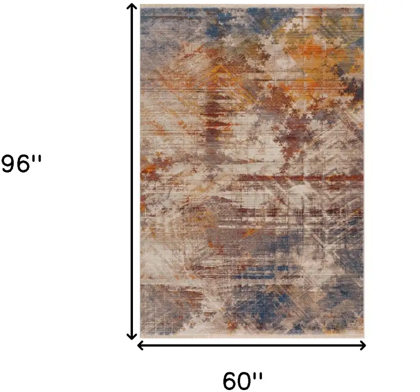 Gray Abstract Distressed Area Rug Photo 8