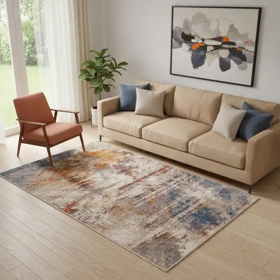 Gray Abstract Distressed Area Rug Photo 1