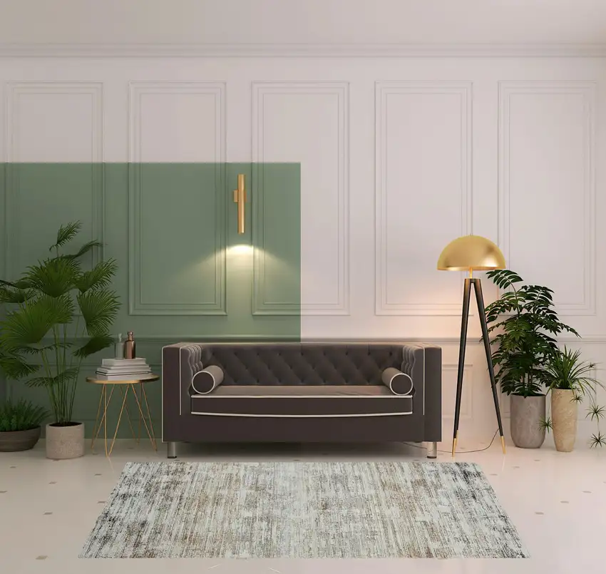 Gray Abstract Distressed Area Rug Photo 2