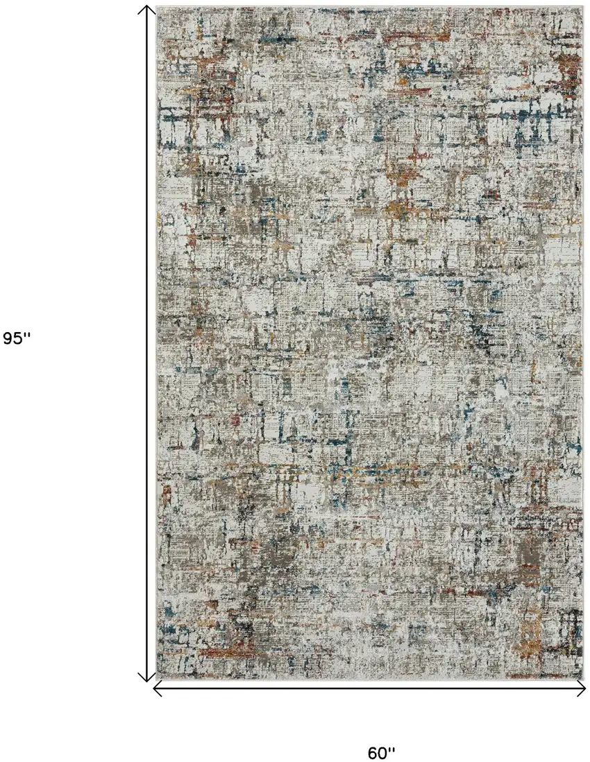 Gray Abstract Distressed Area Rug Photo 9