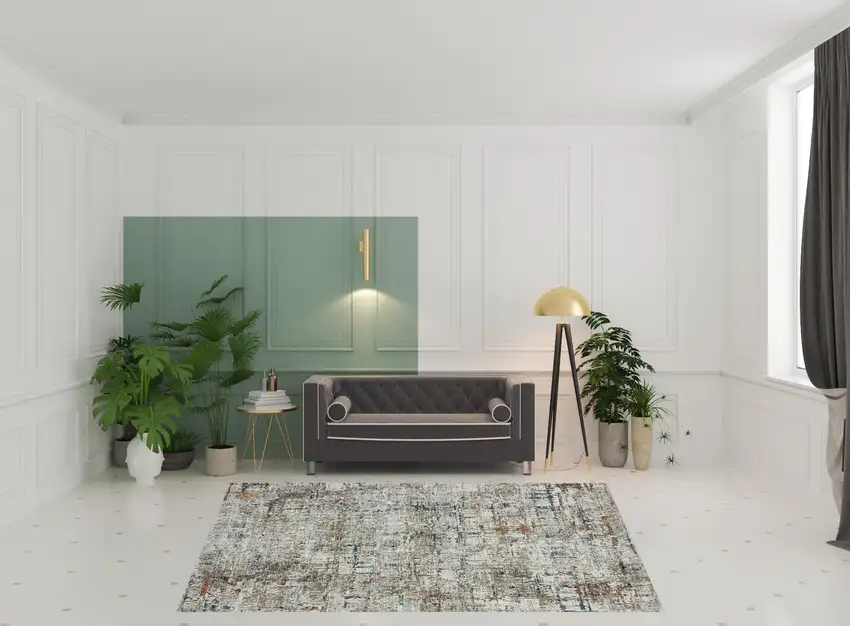 Gray Abstract Distressed Area Rug Photo 2