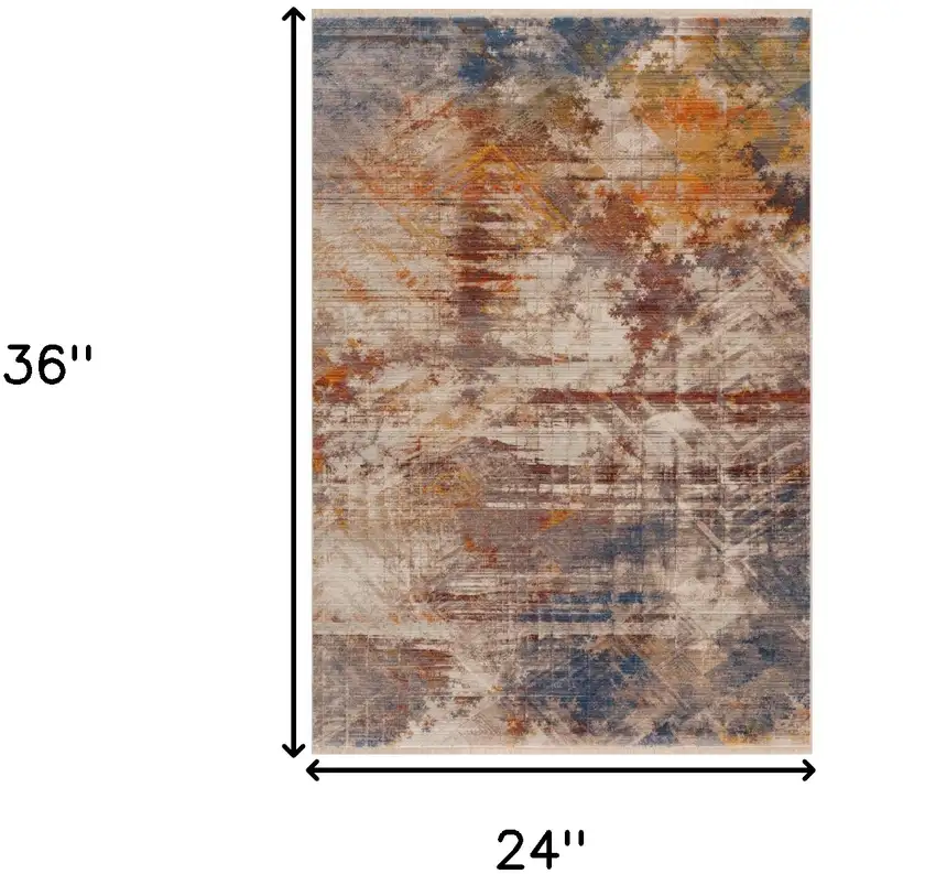 Gray Abstract Distressed Area Rug Photo 6