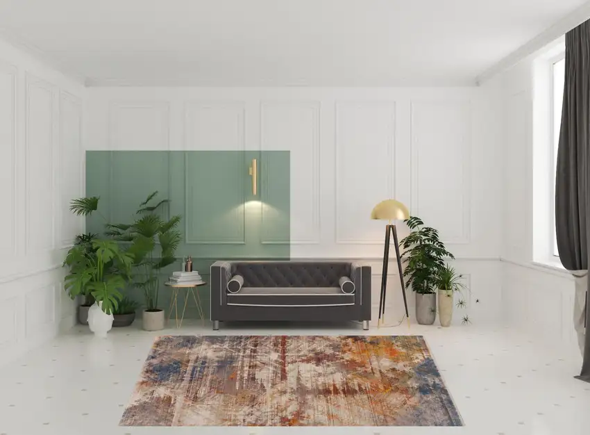 Gray Abstract Distressed Area Rug Photo 2