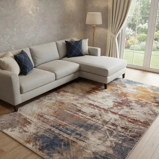Gray Abstract Distressed Area Rug Photo 1