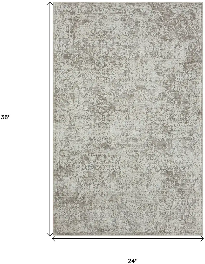 Gray Abstract Distressed Area Rug Photo 9
