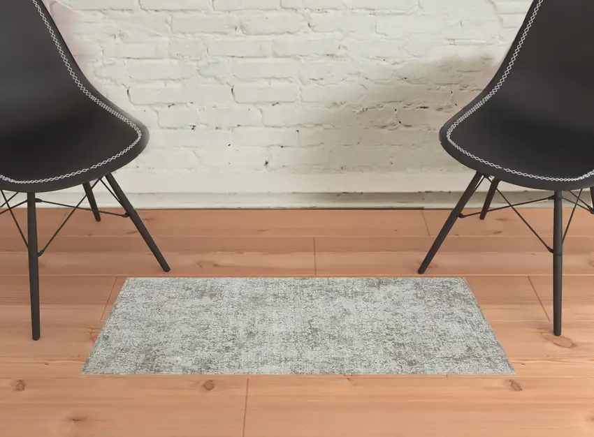 Gray Abstract Distressed Area Rug Photo 2