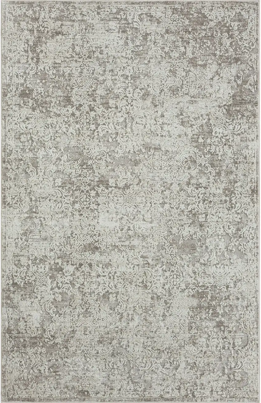 Gray Abstract Distressed Area Rug Photo 1