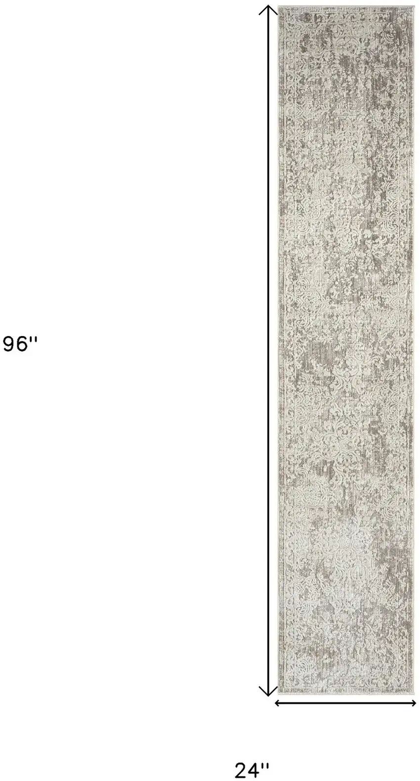 Gray Abstract Distressed Runner Rug Photo 9