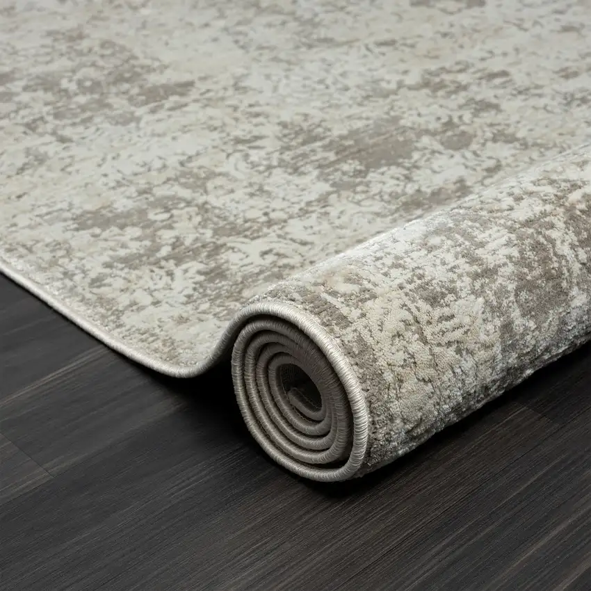 Gray Abstract Distressed Runner Rug Photo 6