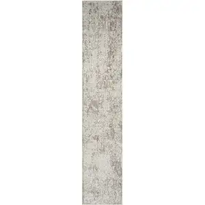 Photo of Gray Abstract Distressed Runner Rug