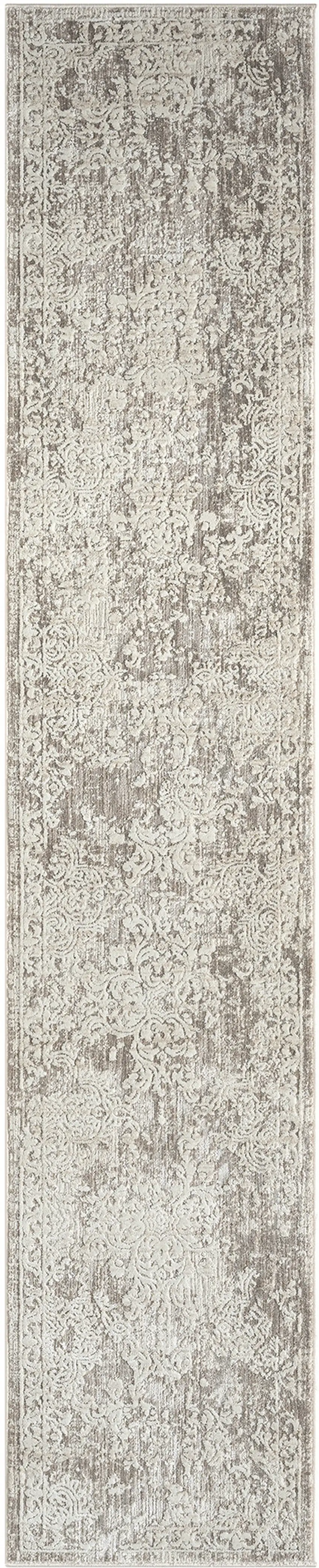 Gray Abstract Distressed Runner Rug Photo 1