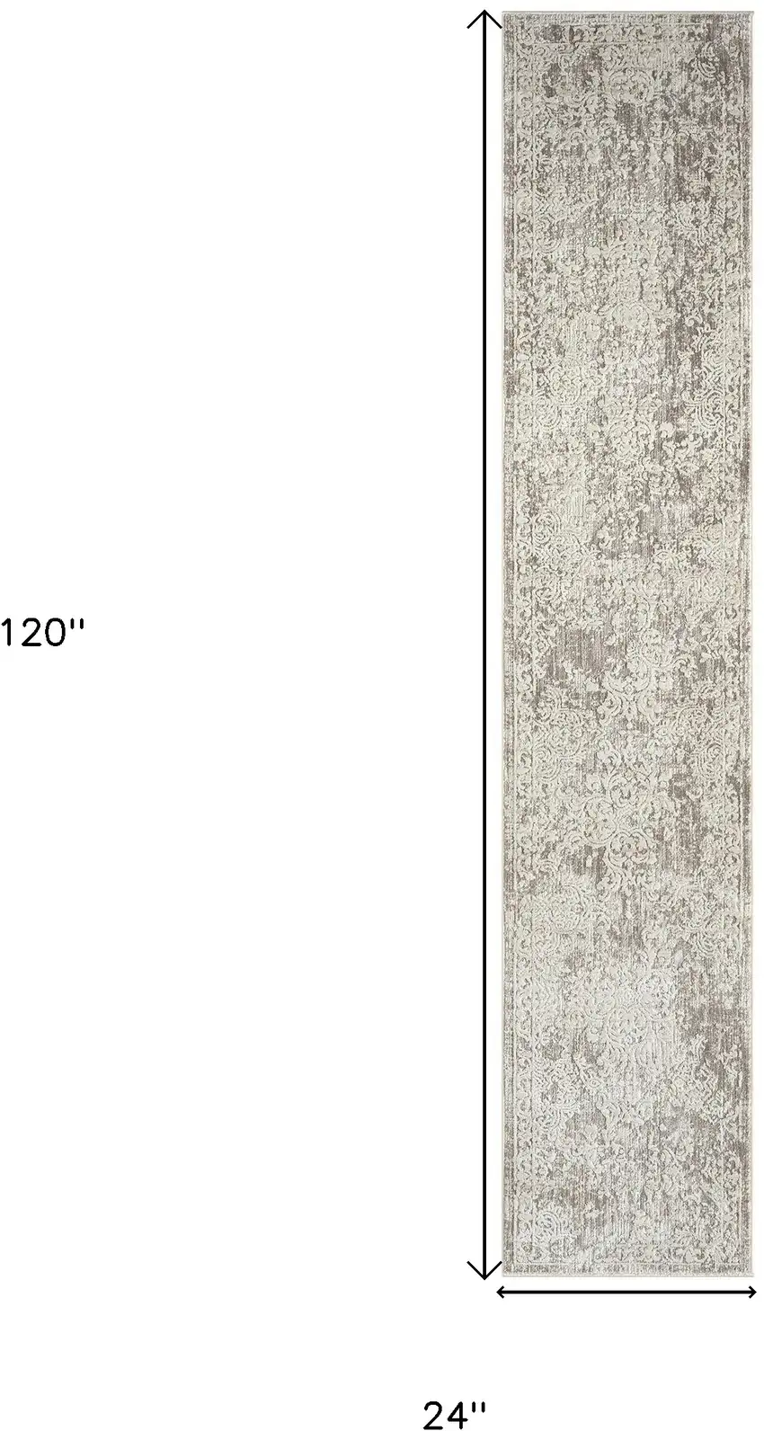 Gray Abstract Distressed Runner Rug Photo 6