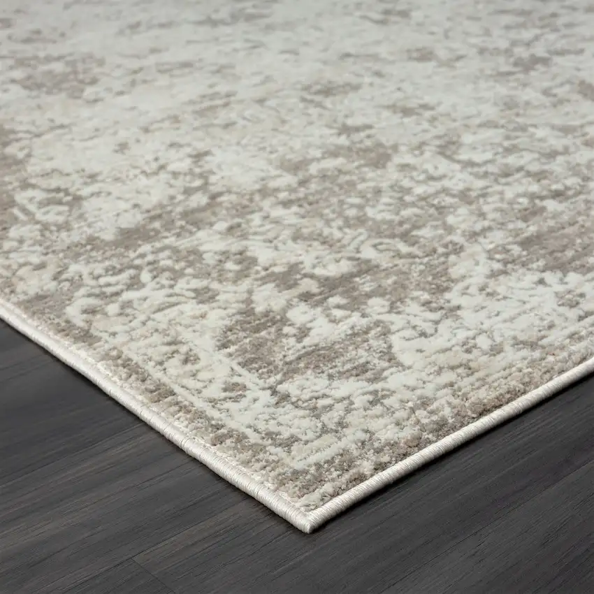 Gray Abstract Distressed Runner Rug Photo 5