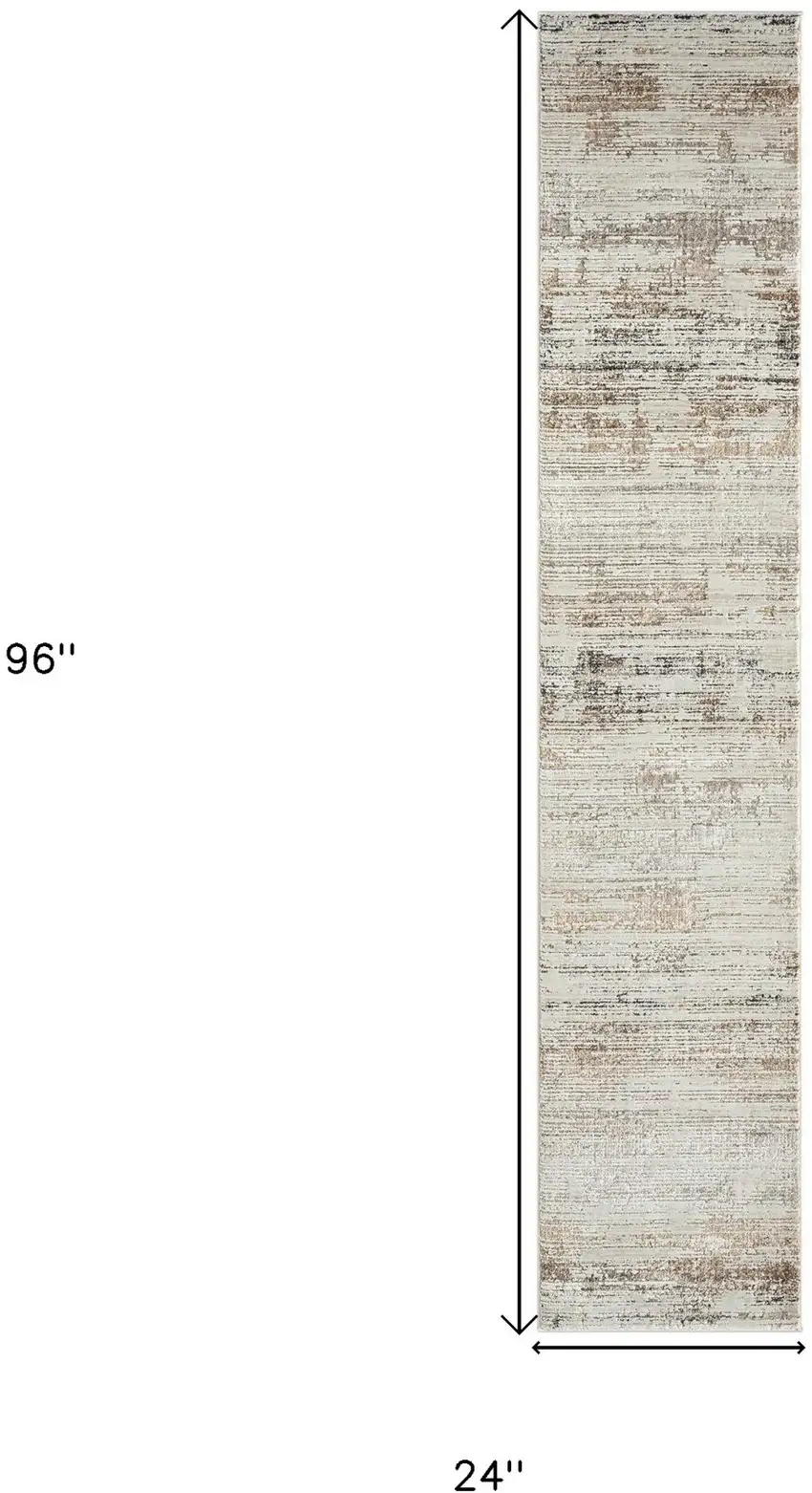 Gray Abstract Distressed Runner Rug Photo 7