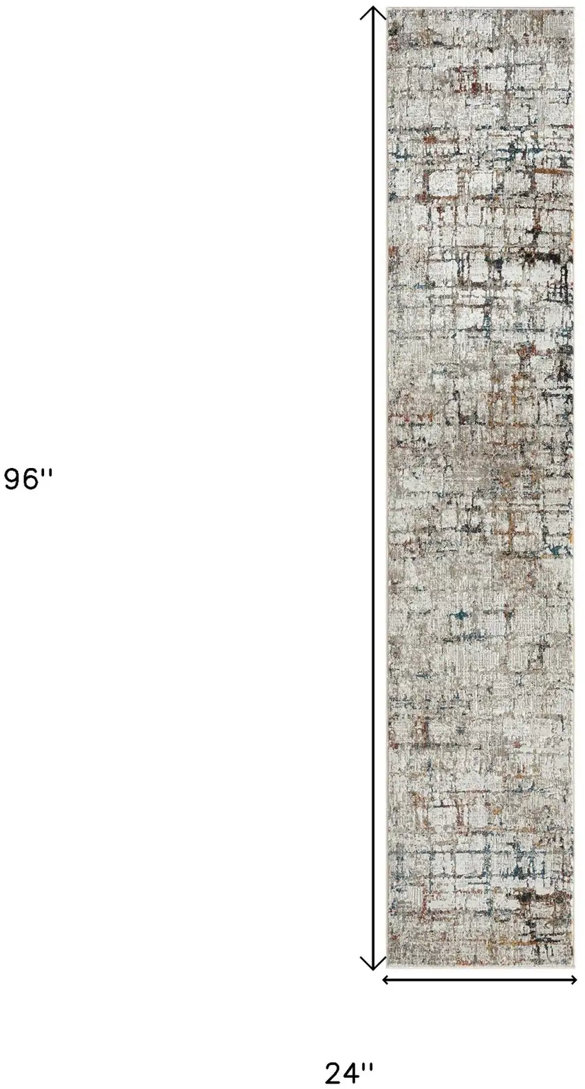 Gray Abstract Distressed Runner Rug Photo 1