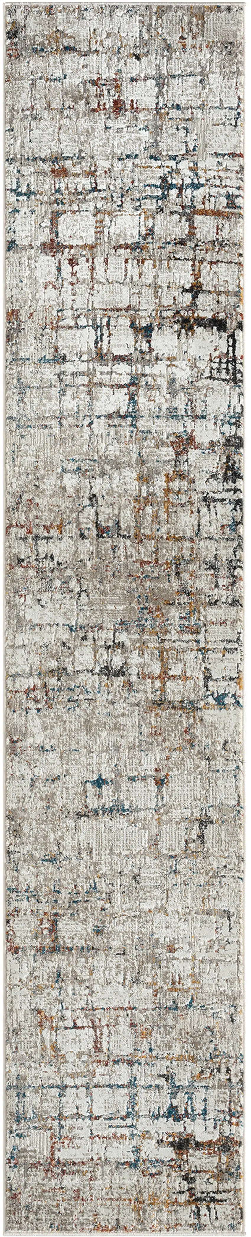 Gray Abstract Distressed Runner Rug Photo 1