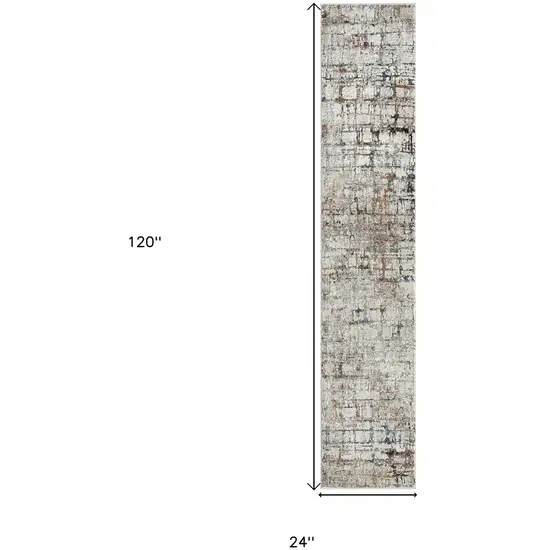 Gray Abstract Distressed Runner Rug Photo 9