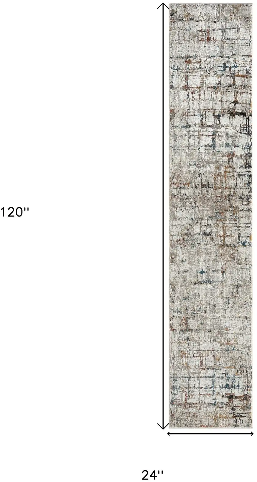 Gray Abstract Distressed Runner Rug Photo 9