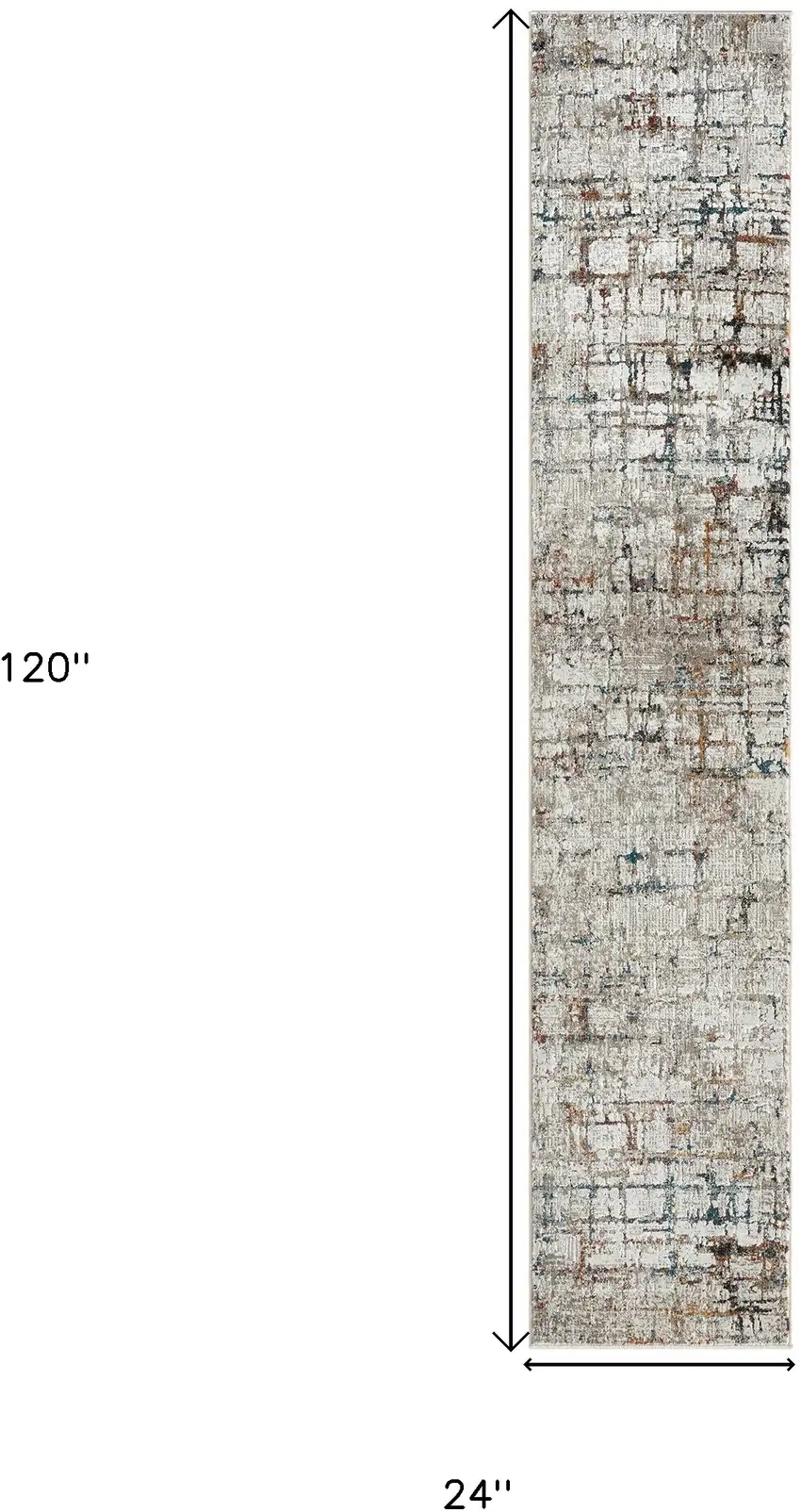 Gray Abstract Distressed Runner Rug Photo 9