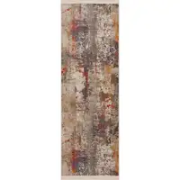 Photo of Gray Abstract Distressed Runner Rug