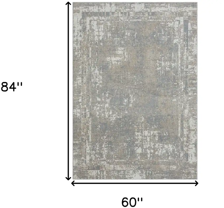 Gray Abstract Distressed Washable Area Rug Photo 7