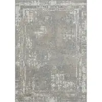 Photo of Gray Abstract Distressed Washable Area Rug