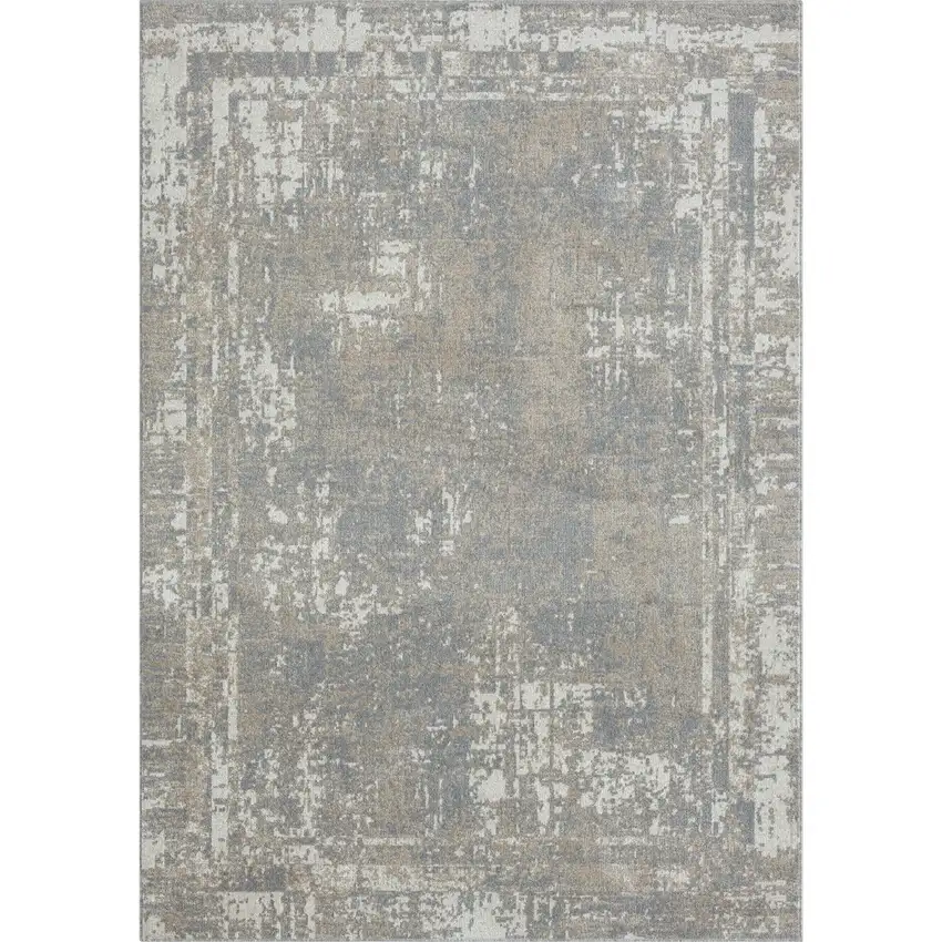 Gray Abstract Distressed Washable Area Rug Photo 1