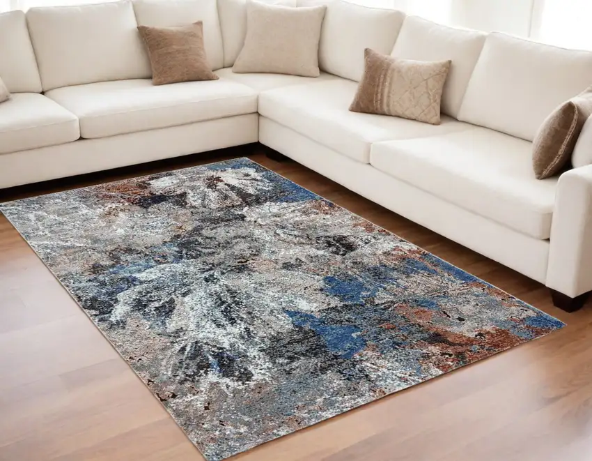 Gray Abstract Foliage Area Rug Photo 2