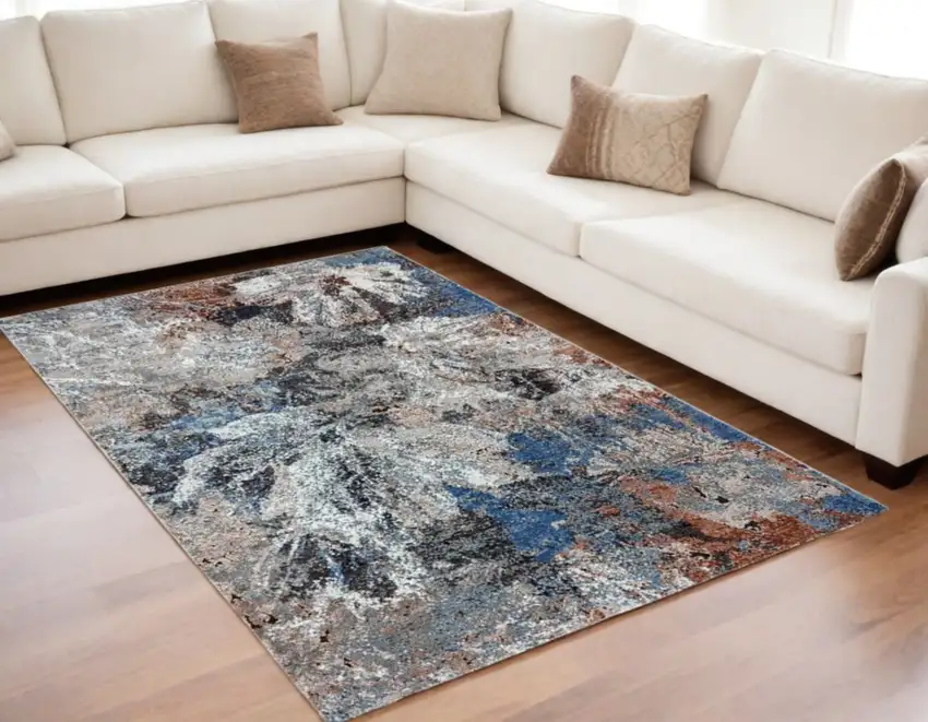Gray Abstract Foliage Area Rug Photo 2