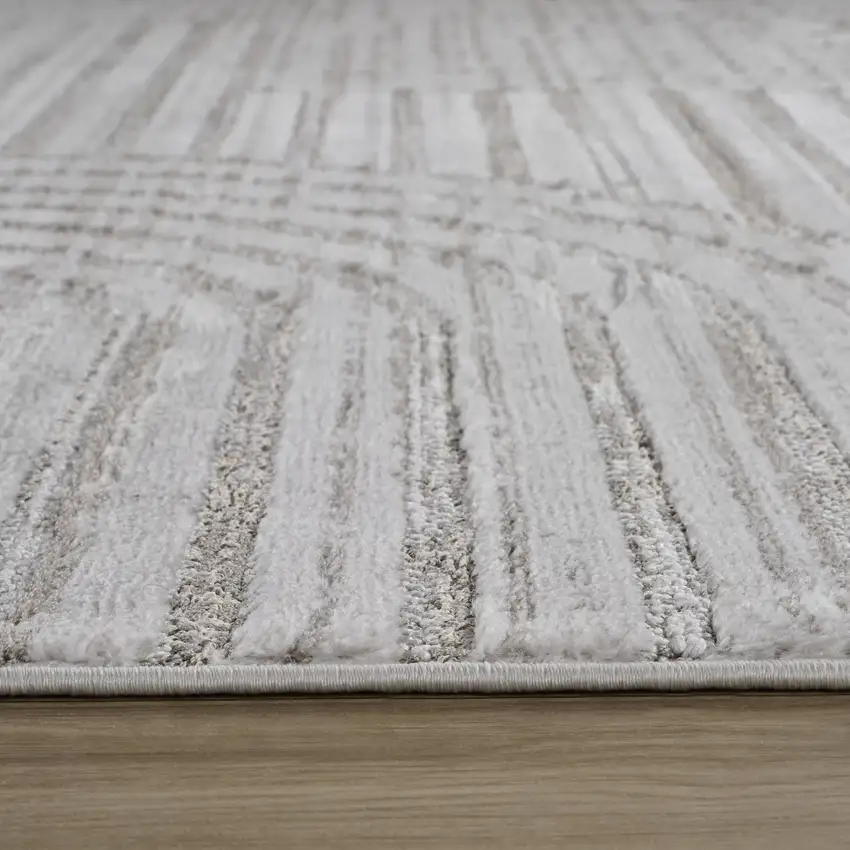 Gray and Ivory Abstract Distressed Area Rug Photo 6