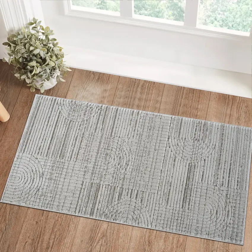 Gray Abstract Geometric Distressed Area Rug Photo 4