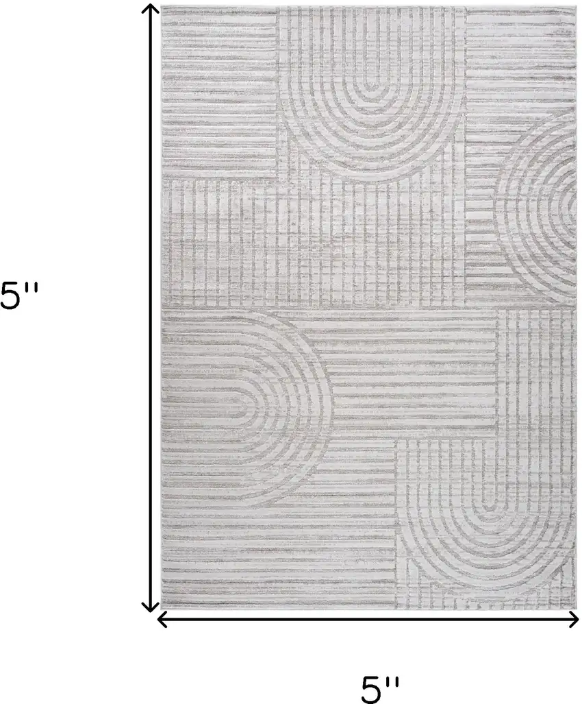 Gray Abstract Geometric Distressed Area Rug Photo 3