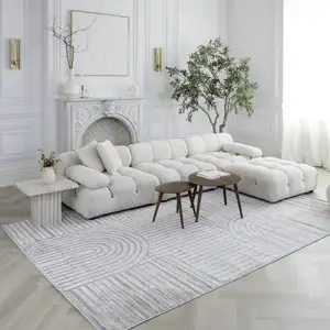 Photo of Gray Abstract Geometric Distressed Area Rug