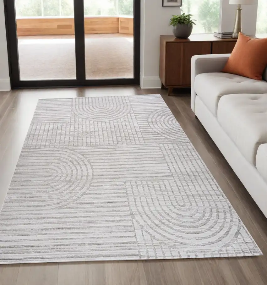 Gray Abstract Geometric Distressed Area Rug Photo 1