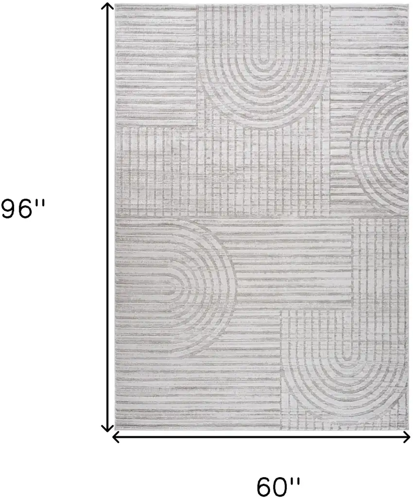 Light Gray and Ivory Abstract Distressed Area Rug Photo 8
