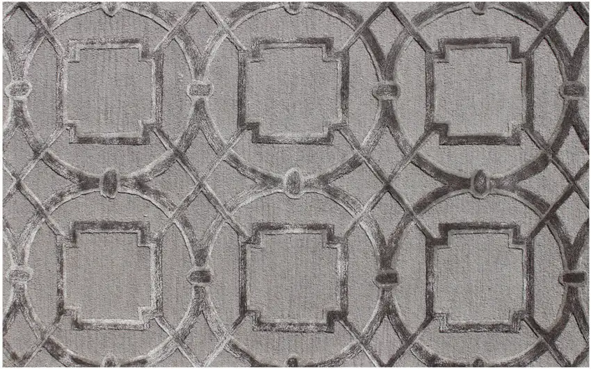 Gray Abstract Geometric Hand Tufted Non Skid Area Rug Photo 8
