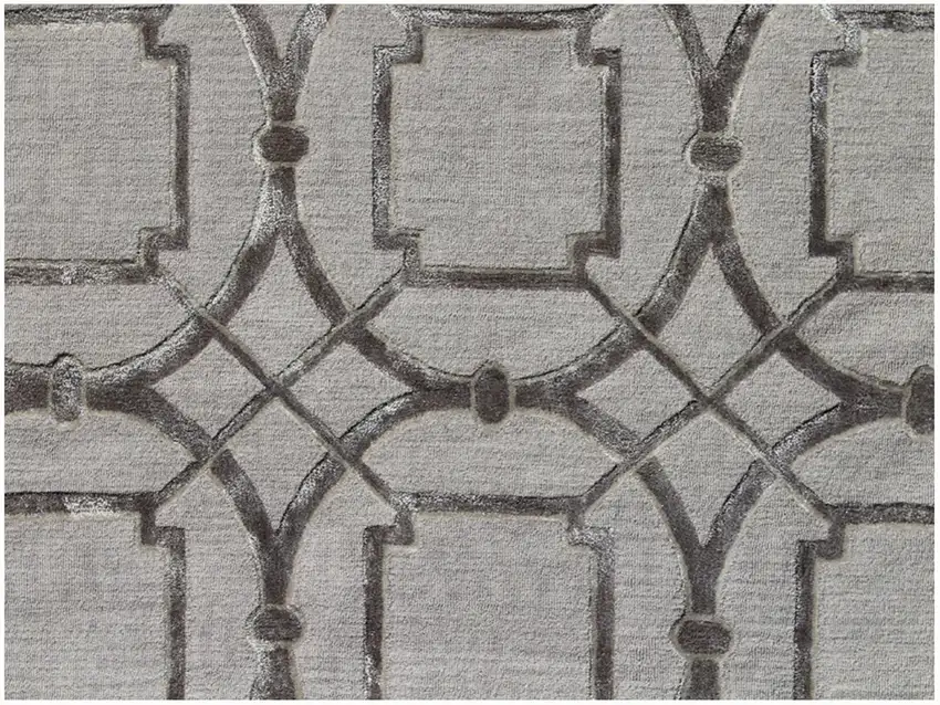 Gray Abstract Geometric Hand Tufted Non Skid Area Rug Photo 5